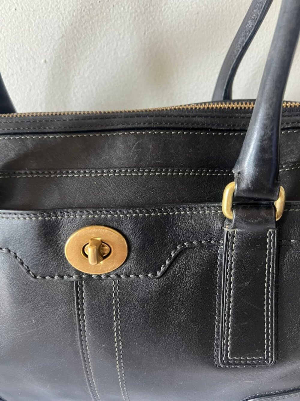 COACH Y2K VINTAGE HAMPTON LEATHER TURNLOCK SATCHEL BAG - Picture 3 of 11